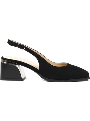 Celal Gültekin Kadın Siyah Kalın Topuklu Süet Deri Ayakkabı