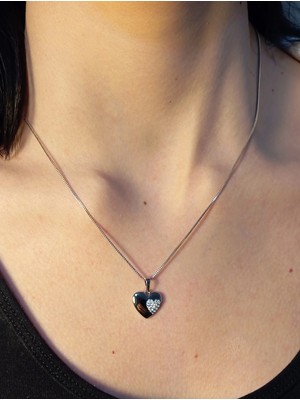Xuping Jewelry Gümüş Renk Xuping Zirkon Taşlı Kalp Detaylı Kolye