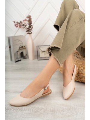 Asmi Shoes Kadın Mary Krem Cilt Cilt Arkası Açık Sivri Burun Günlük Babet  Krem