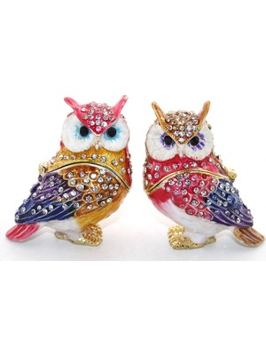 K-Yonlineticaret Swarovski Taşlı 2'li Baykuş Seti