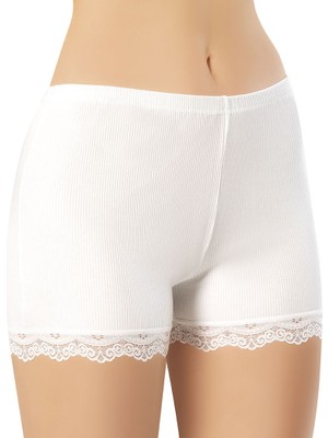 İncili Kadın Ribana Dantel Detaylı Boxer Şort Külot – Yumuşak Esnek Iç Giyim