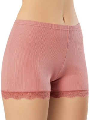 İncili Kadın Ribana Dantel Detaylı Boxer Şort Külot – Yumuşak Esnek Iç Giyim