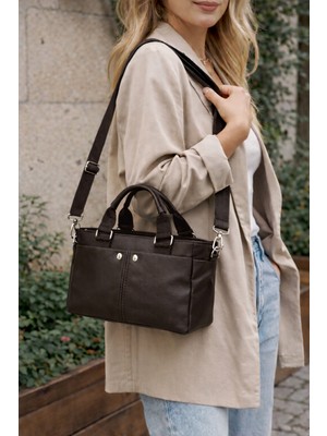 Avca Kadın Suni Deri Çok Bölmeli Orta Boy El ve Omuz Askılı Şık Omuz Çanta