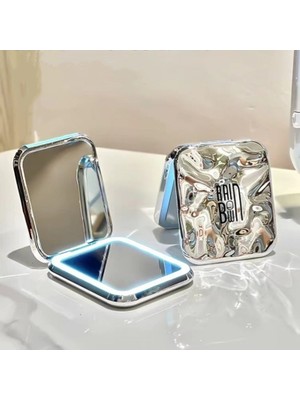 Gaman LED Işıklı Katlanabilir Cep Aynası - Kare Tasarım, Çift Taraflı, Makyaj Aynası