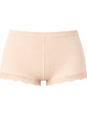 İncili Kadın Ribana Dantel Detaylı Boxer Şort Külot – Yumuşak Esnek Iç Giyim