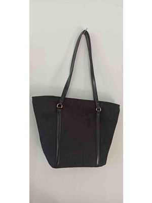 Matruşka Deri Sanat Tasarım Nubuk Büyük Boy Omuz Çantası (Siyah)