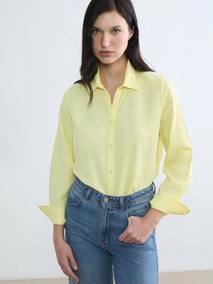 LC Waikiki Sarı Oxford Kadın Gömlek