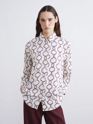 LC Waikiki Bej Desenli Saten Kadın Gömlek Tunik