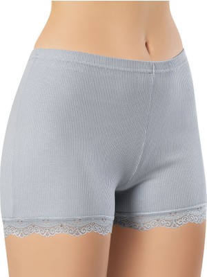 İncili Kadın Ribana Dantel Detaylı Boxer Şort Külot – Yumuşak Esnek Iç Giyim
