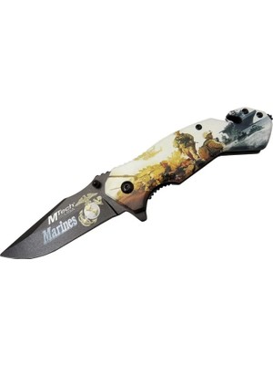 Eco Lounge Mtech 4 23 2 Marines Kurtarma / Kamp Çakı 20CM - Yarı Otomatik, Kemerlikli, Cam Kırma ve Ip Kesme Aparatlı