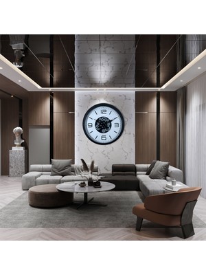 Zentime Siyah Şık 60 cm Çarklı Duvar Saati