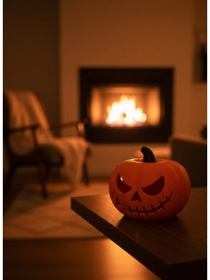 Eco Lounge 23×15 cm Korku Temalı Balkabağı Biblo Dekoratif Ev Ofis Süs Eşyası