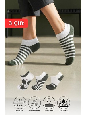 Rays 1119 3'Lü Yarım Konç Çorap Renkli