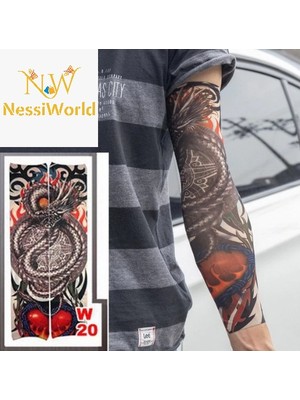 NW NessiWorld Giyilebilir Kol Dövmesi Çorap Dövme 3D Baskılı Kol Bacak Dövme 2 Adet Model 7