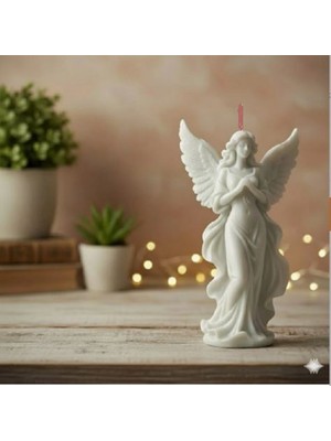 El Yapımı Taş Tozu Dekoratif Melek Figürü Hediyelik Modern Salon ve Ev Dekorasyon Objesi