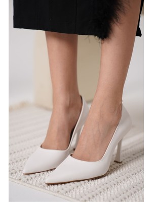 Zerenyus Blade Premium Mat Beyaz Kadın Stiletto