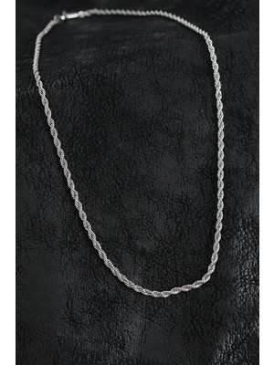 Luz&Pos 316L Çelik Burgu Zincir Model Gümüş Renk Erkek Kolye