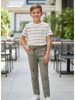 Ugly Duck 9-14 Yaş Arası Triko T-Shırt Pantolon Takım - Zeytin Yeşili