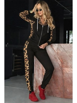 Uslucan Alışveriş Kadın Uzun Kollu Önden Fermuarlı Bağcıklı Viskon Iki Iplik Bluz ve Pantolon Ikili Takım