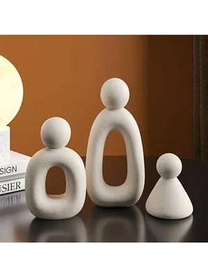 El Yapımı Taş Tozu Dekoratif Aile Temalı Hediyelik Modern Salon ve Ev Dekorasyon Objesi