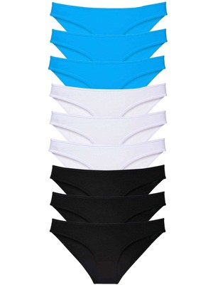 İlk El Grup Ieg™ 9 Adet Süper Eko Set Likralı Kadın Slip Külot Siyah Beyaz Mavi