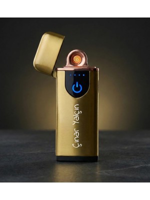 vegahediye v vega Sarı Renk USB Şarjlı Dokunmatik Alevsiz Çakmak Premium Tasarım ve Taşınabilir Özellik