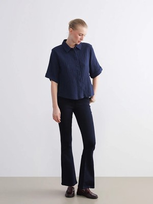 LC Waikiki Lacivert Flare Kadın Jean Pantolon