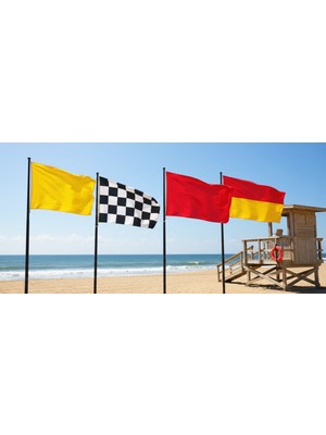 BAYRAKAL Can Kurtaran Bayrak Takımı, 4'lü Plaj bayrak Seti, 75x100cm Plaj Flamaları, Emniyet Flamaları 