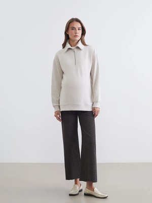 LC Waikiki Kahverengi Karın Panelli Leopar Desenli Kadın Jean Pantolon