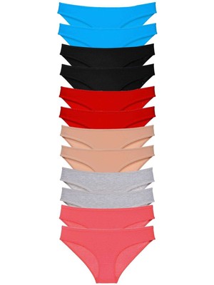 İlk El Grup Ieg™ 12 Adet Eko Set Likralı Kadın Slip Külot Çok Renkli 3