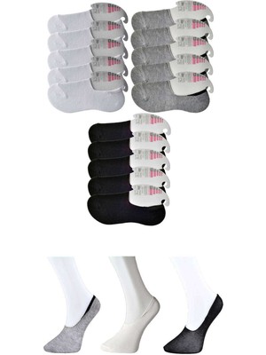 İlk El Grup Ieg™ Siyah Gri ve Beyaz Kadın Babet Çorap 15 Çift
