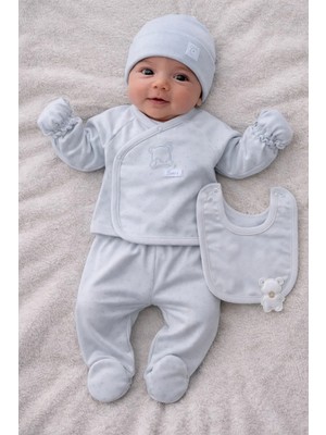 Caramell  Cute Bear ( Ayıcıklı) Ekru, Bej, Gri, Mavi Renk Çeşitli Erkek 5li Hastane Çıkışı 1454