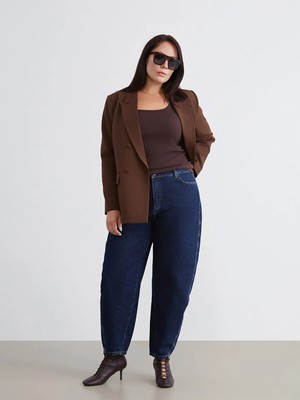 LC Waikiki Lacivert Büyük Beden Straight Fit Kadın Jean Pantolon