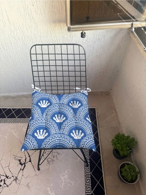 9 Puntalı Deniz Temalı Desenli Pofuduk Salon Balkon Bahçe Mutfak Sandalye Minderi