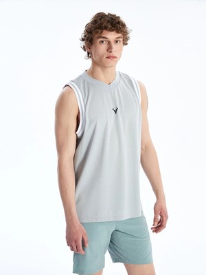 Lc Waikiki Yeni Sezon Bisiklet Yaka Baskılı Erkek Kolsuz Tişört