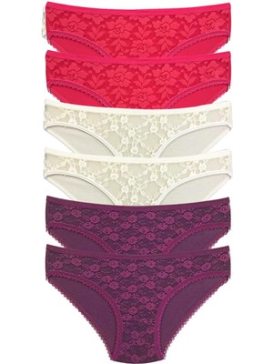 İlk El Grup Ieg™ 6 Adet Önü Dantelli Transparan Kadın Slip Külot S130