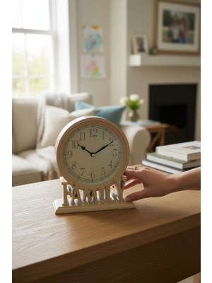 CaactuStore Masa Saati Family Yazılı Plastik Dekoratif Hediyelik Eşya