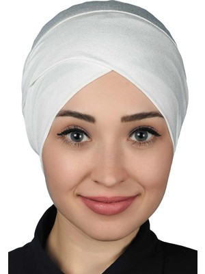 Altobeh Çapraz Dış Tesettür Bonesi Penye - Ekru