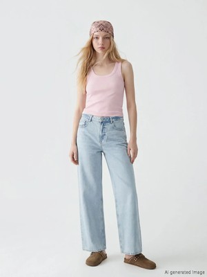 LC Waikiki Mavi Wideleg Kadın Jean Pantolon