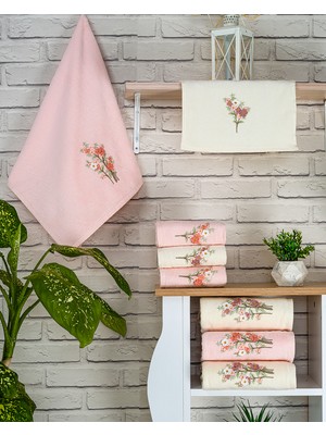 Ünsal Tekstil Buldan Üretimi Çeyizlik Sare Kadife 6'lı El/yüz Havlusu I 50X90