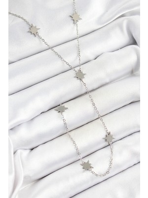 Luz&Pos 316L Çelik Kutup Yıldızı Figürlü Y Model Gümüş Renk Kadın Kolye