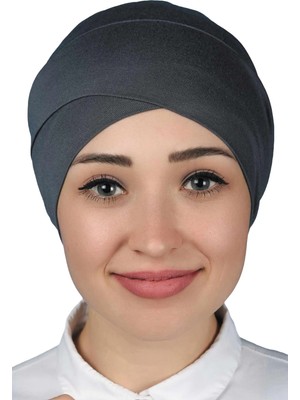 Altobeh Çapraz Dış Tesettür Bonesi Penye - Füme