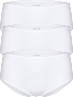 BSM 3'lü Kadın Beyaz Pamuklu Kaşkorse Ince Lastikli Bato Külot Beyaz 2xl