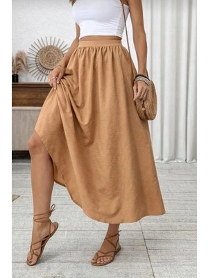 Uslucan Alışveriş Kadın Beli Lastikli Paraşüt Kumaş Etek