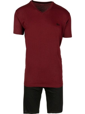 BSM Erkek Modal Pamuk Kısa Kollu V Yaka Serinleten Yazlık Pijama Takımı M