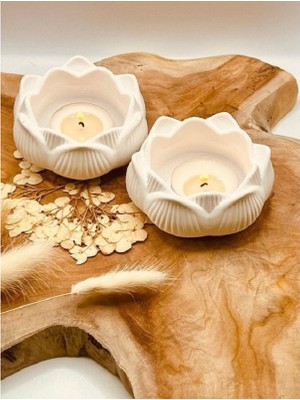 El Yapımı Taş Tozu Dekoratif Lotus Çiçeği Obje Hediyelik Modern Salon ve Ev Dekorasyon Objesi