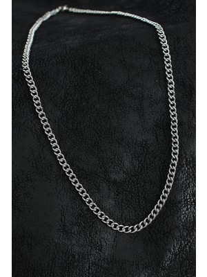 Luz&Pos 316L Çelik Klasik Oval Zincir Model Gümüş Renk Erkek Kolye