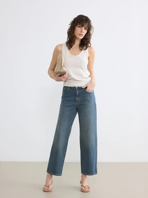 LC Waikiki Indigo Boyfriend Fit Kadın Jean Pantolon