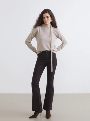 LC Waikiki Kahverengi Flare Kadın Jean Pantolon