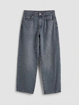 LC Waikiki Gri Yüksek Bel Boyfriend Fit Kadın Jean Pantolon